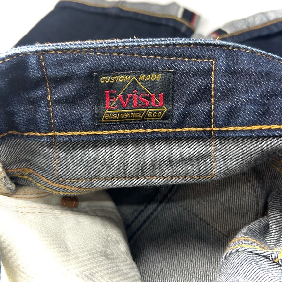 Evisu Selvedge Jeans Mens 30x34 Red Pocket White Seagull Logo Japan Denim RARE - Picture 9 of 16